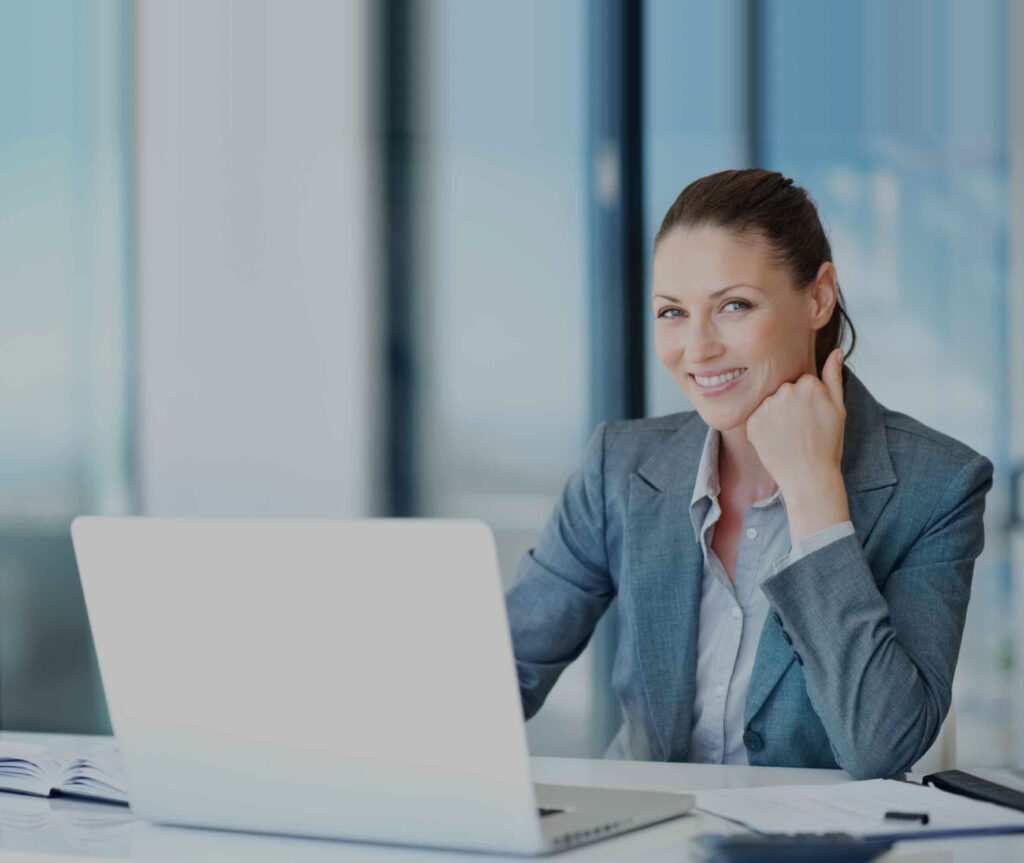 Women uses laptop to configure punchout gateway