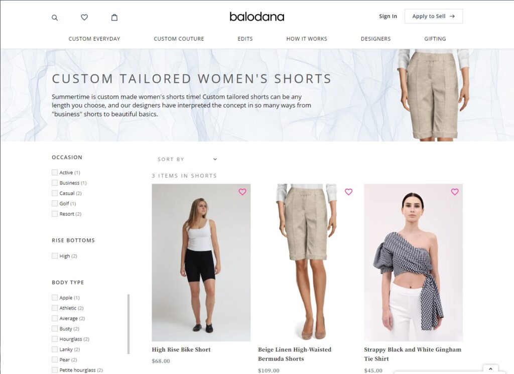 Balodana is a fashion marketplace that sells customized clothing for women